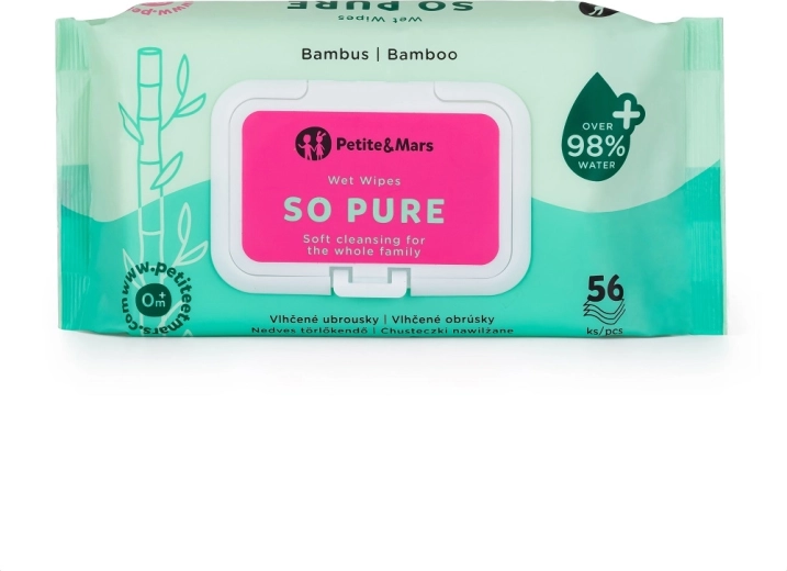 Petite&Mars moist bamboo wipes So pure biodegradable 56 pcs