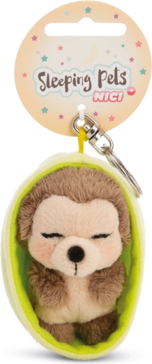 Nici keychain sleeping hedgehog 12 cm in green case