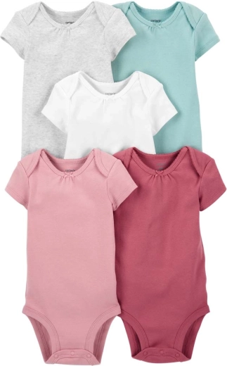 Carter's girls' cotton short-sleeve bodysuits, set of 5, size 56