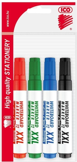 Set of whiteboard markers with chisel tip, 4 pcs
