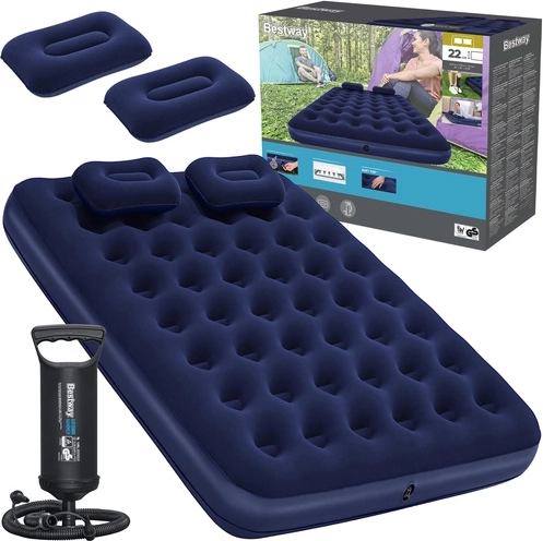 Bestway надуваема велурена матраци Queen 203 × 152 cm с помпа и възглавници