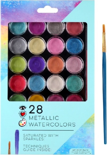 Watercolor paints 28 metallic colors