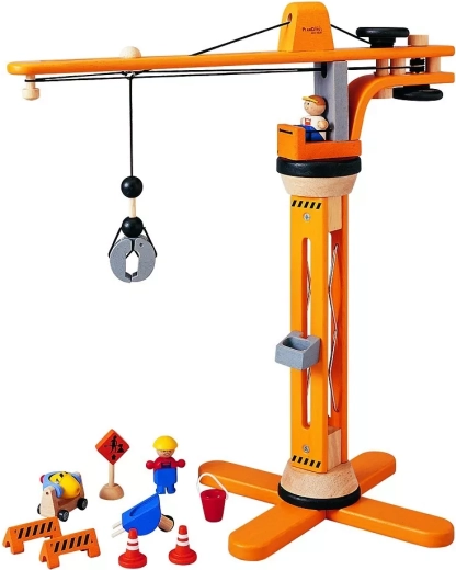 PlanToys дървен строителен комплект с кран