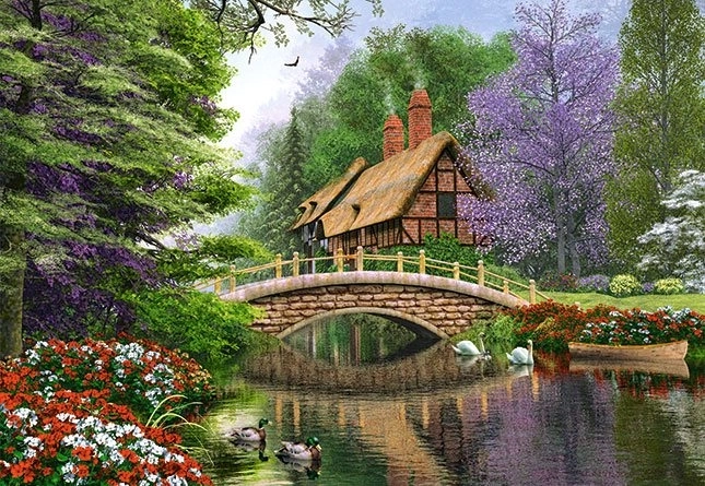 Пъзел „Къща край реката“ 1000 части CASTORLAND