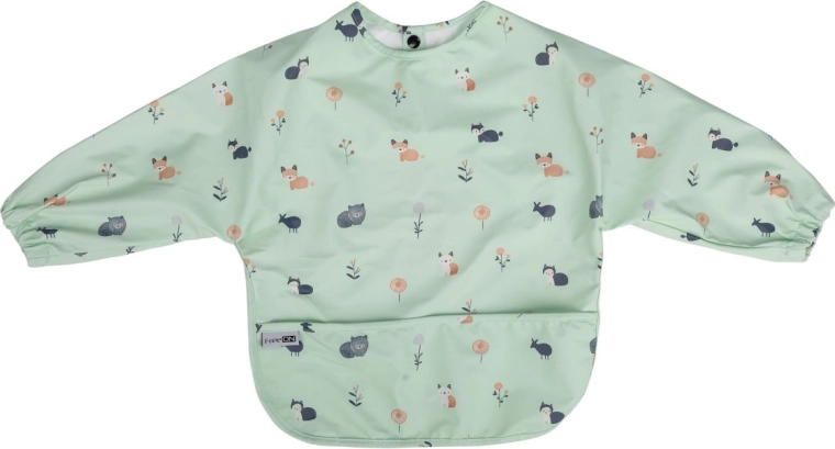 FreeON HugMe long-sleeved bib, woodland animals, green