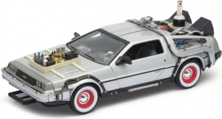 Метален модел на автомобил DeLorean от филма „Завръщане в бъдещето III“ в мащаб 1:24