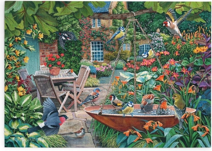House of Puzzles Birds at the Birdbath Puzzle, 500 Extra-Large Pieces