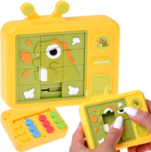 Double-sided sensory puzzle dinosaur – sliding puzzle and colorful maze - 1 piece