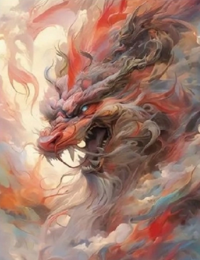 Диамантено рисуване Червен дракон 30 × 40 см