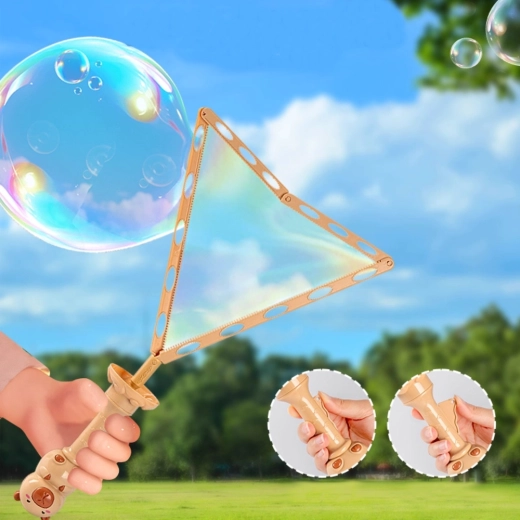 Foldable triangular frame for mega bubbles