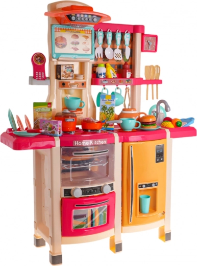 Children’s interactive kitchen with lights and sounds, 65 pieces – Red