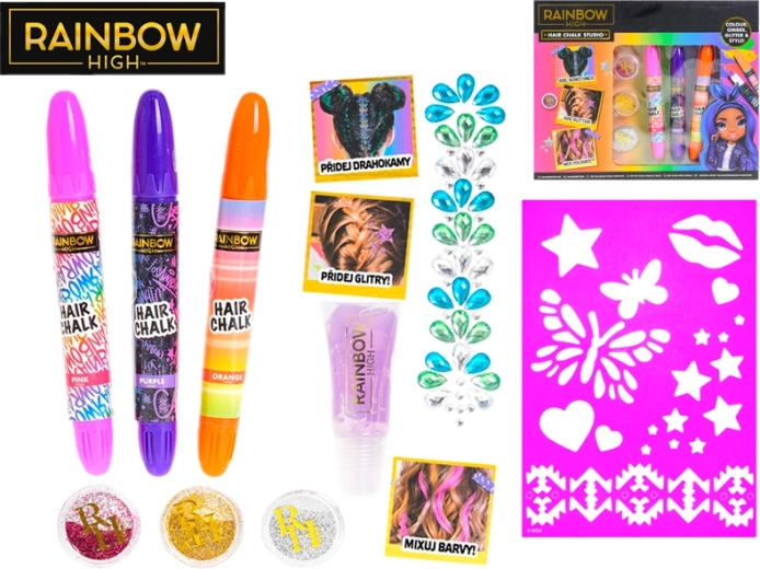 Rainbow High декоративен комплект за коса с пастели и аксесоари