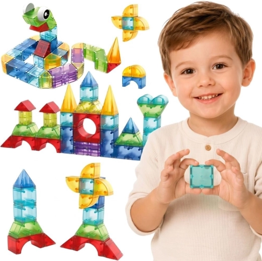 Woopie 3D Magnetic Building Blocks Educational Set, 63 Pieces