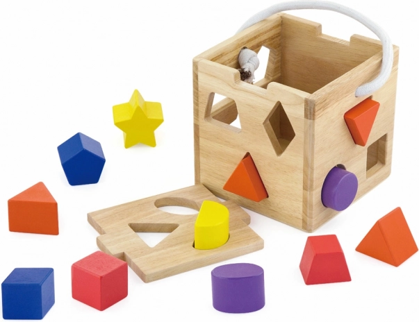 Wooden shape sorter cube with shapes STUDO WOOD