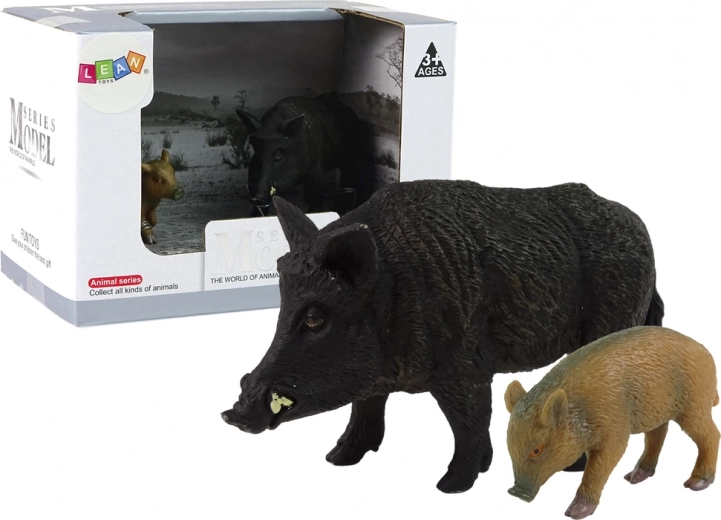 Set of Two Wild Boar and Piglet Figures - Forest Animals