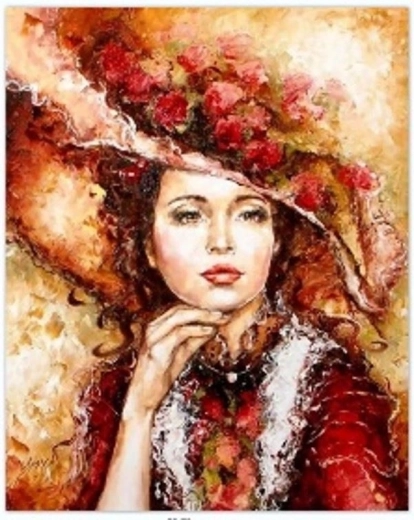 Paint by Numbers Woman in a Hat 40 × 50 cm