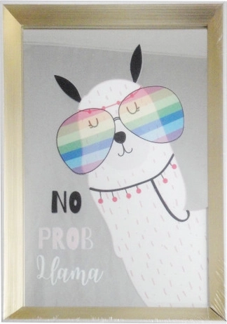 20 × 30 cm Framed Print with Mirror Effect and Llama
