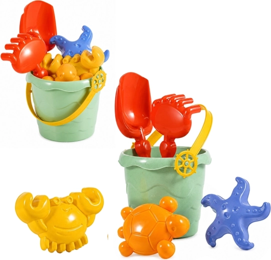 Sand toy set with bucket and molds, 6 pcs