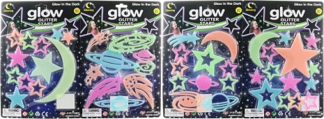 Set of Glow-in-the-Dark Stars and Space Wall Decorations