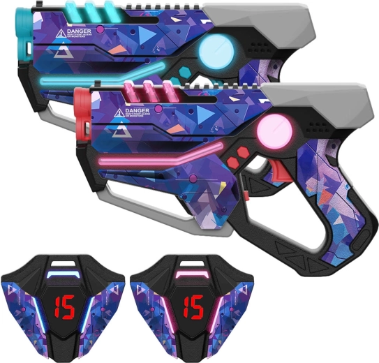 Laser pistols with vests and targets – blue set