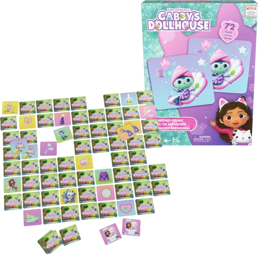 Мемо игра Gabby’s Dollhouse – Къщичката на Габи, 72 карти