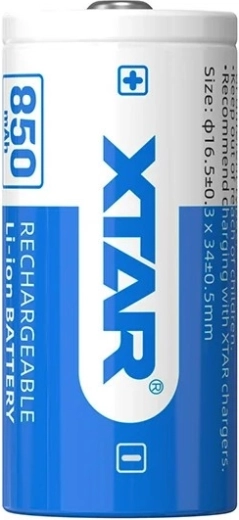 Xtar Li-ion rechargeable battery 16340 / R-CR123 3.7 V 850 mAh with protection - 1 piece