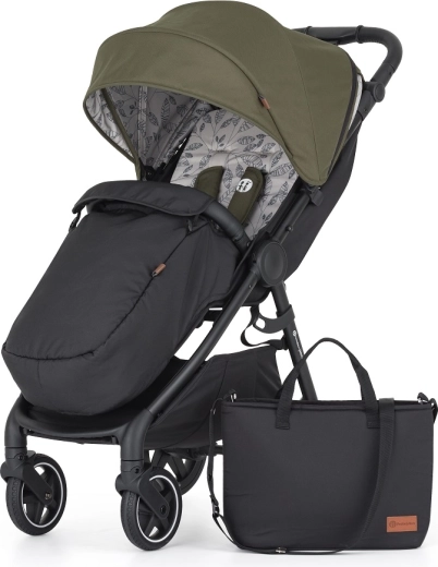 PETITE&MARS Royal3 sports stroller with black frame – Black Mature Olive