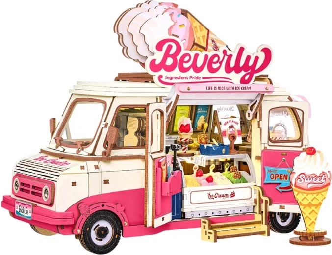 Robotime rolife 3D дървен конструктор Beverlyin zmrzlinový vůz - 1 брой