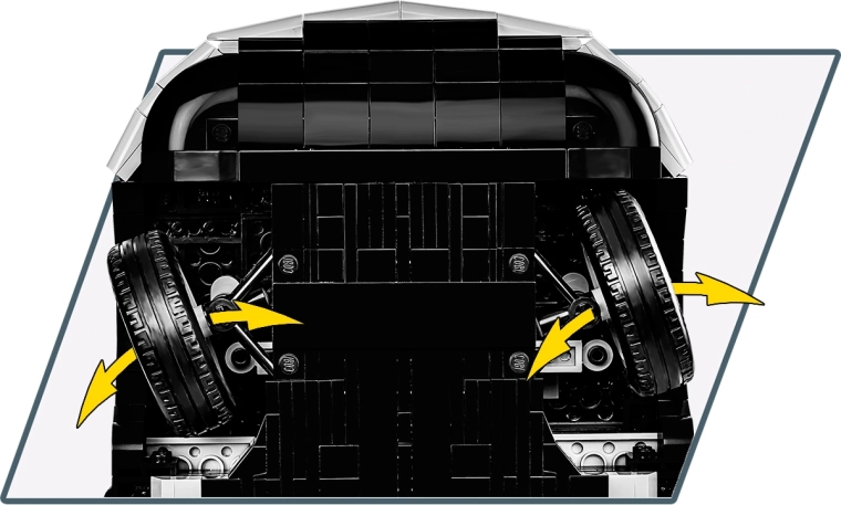 Steerable front wheels for a realistic look
