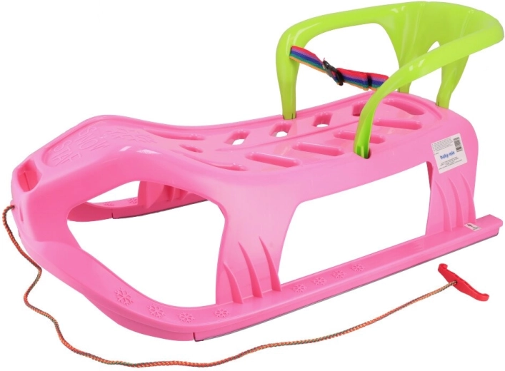 Baby Mix Snow Star Plastic Sled with Backrest, Pink