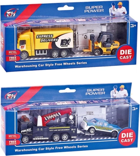 Construction Vehicle Set – Truck with Forklift or Tow Truck with Car