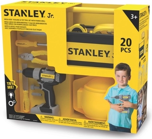 Stanley Jr. детски комплект инструменти с батерийна бормашина (20 части)