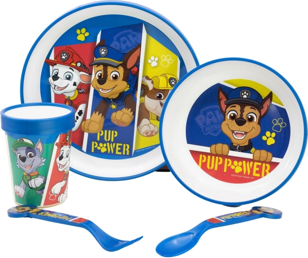 Paw Patrol Pup Power премиум неплъзгащ се комплект за закуска 5 части