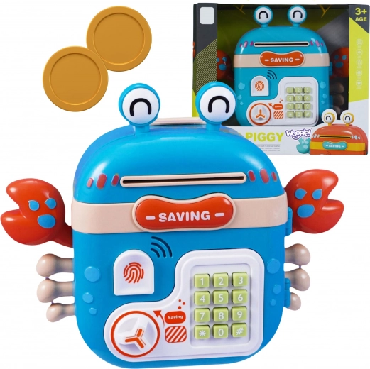 Електронна касичка рак с сейф с PIN – WOOPIE, синя