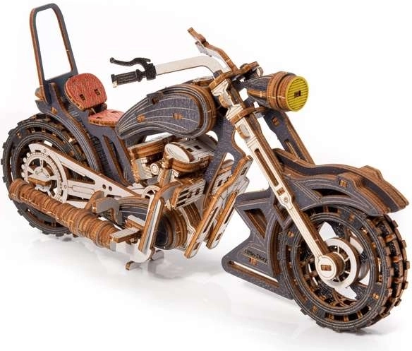 Little Story 3D Wooden Motorcycle Puzzle Yankee Chopper Grey