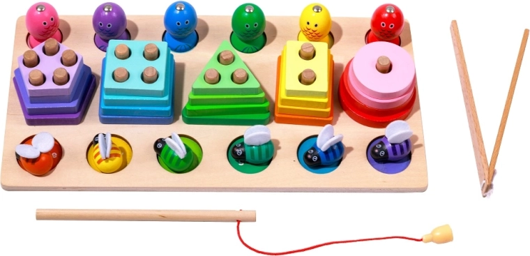 2Kids Toys многофункционална дървена играчка за нанизване и риболов