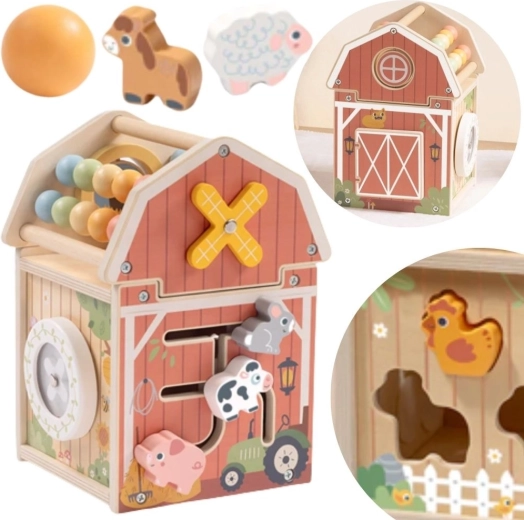 Дървена активити плевня с броеница и сортер TOOKY TOY