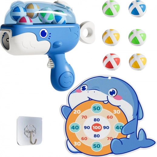 Balloon Gun with Velcro and Target Blue Whale