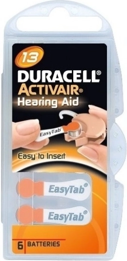 Duracell Activair 13 Hearing Aid Batteries, 6 pcs