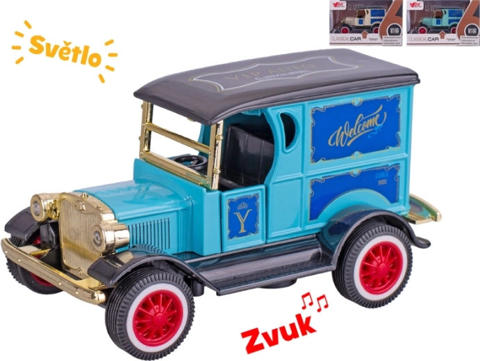 Auto old-timer metal model 11 cm with lights and sounds