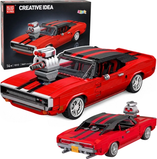 Construction building set sports car Charger red (1869 pieces)