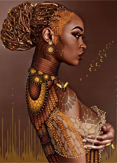 Диамантено рисуване – жена с кок 30 × 40 см