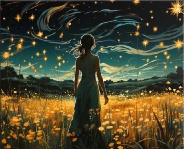 Norimpex Paint by Numbers Woman Walking in a Field 40 × 50 cm
