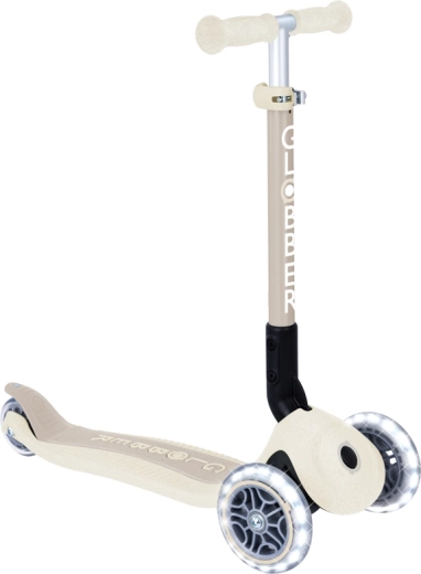 Globber Junior foldable three-wheel scooter with LED wheels ecologic coconut