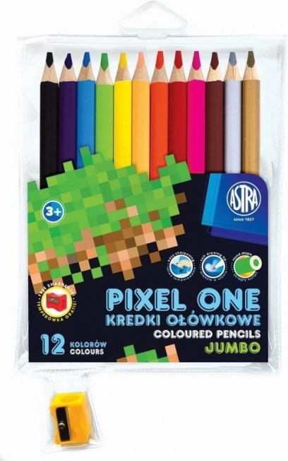 ASTRA цветни моливи Pixel One Jumbo 12 бр. с острилка