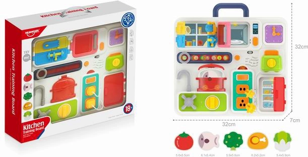 Manipulation board in a suitcase for children