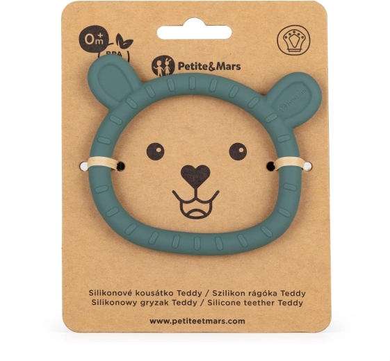 Petite&Mars silicone teether teddy misty green