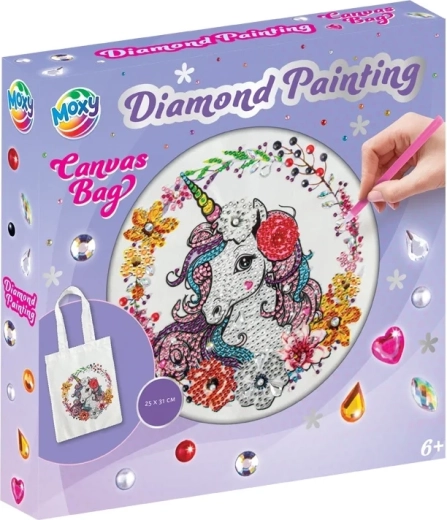Диамантено рисуване – платнена чанта Еднорог 25 × 31 см