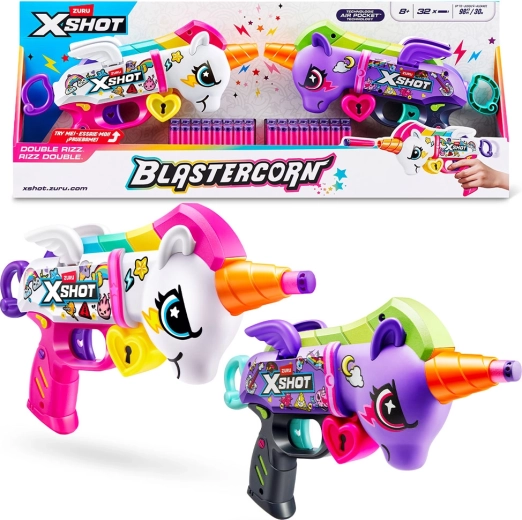 X-Shot Blastercorn – еднорогски пистолети, комплект 2 броя с 32 куршума