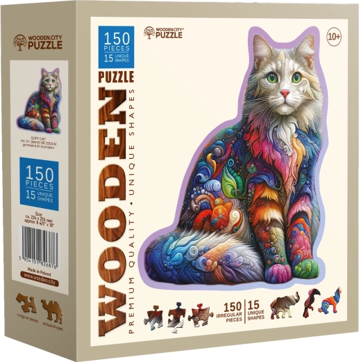 Дървен пъзел WOODEN CITY Нежна котка 150 части